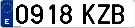 Ejemplo de matrícula de coche ordinaria 0918 KZB