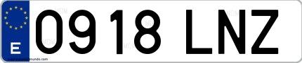 Ejemplo de matrícula española 0918 LNZ