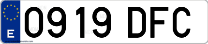 Ejemplo de matrícula de coche ordinaria 0919 DFC