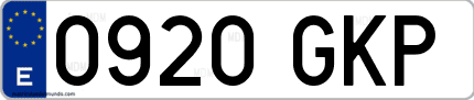 Ejemplo de matrícula de coche ordinaria 0920 GKP
