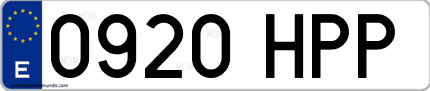 Ejemplo de matrícula de coche ordinaria 0920 HPP