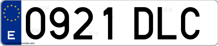 Ejemplo de matrícula de coche ordinaria 0921 DLC