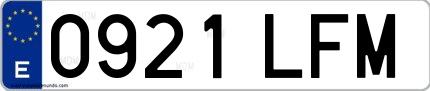 Ejemplo de matrícula española 0921 LFM