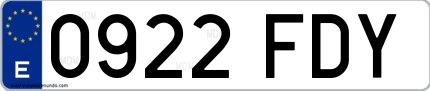 Ejemplo de matrícula española 0922 FDY