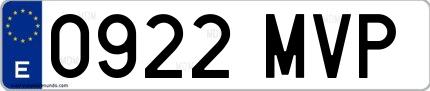 Ejemplo de matrícula española 0922 MVP