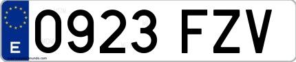 Ejemplo de matrícula española 0923 FZV