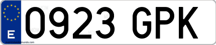 Ejemplo de matrícula de coche ordinaria 0923 GPK