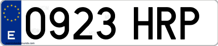 Ejemplo de matrícula de coche ordinaria 0923 HRP
