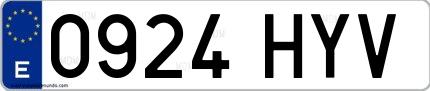 Ejemplo de matrícula española 0924 HYV