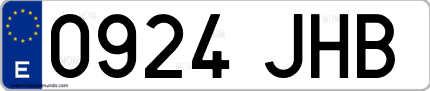 Ejemplo de matrícula de coche ordinaria 0924 JHB