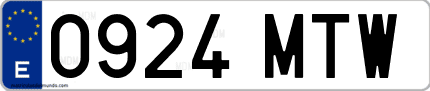 Ejemplo de matrícula de coche ordinaria 0924 MTW