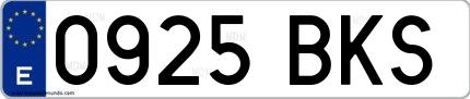 Ejemplo de matrícula española 0925 BKS