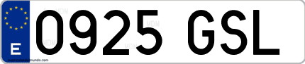Ejemplo de matrícula de coche ordinaria 0925 GSL