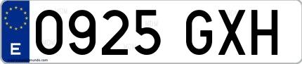 Ejemplo de matrícula de coche ordinaria 0925 GXH