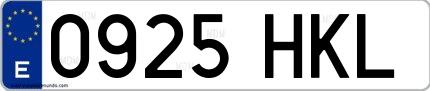 Ejemplo de matrícula española 0925 HKL