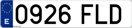 Ejemplo de matrícula española 0926 FLD