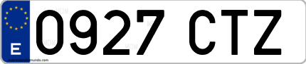 Ejemplo de matrícula de coche ordinaria 0927 CTZ