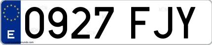 Ejemplo de matrícula española 0927 FJY