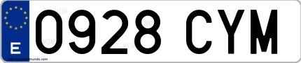 Ejemplo de matrícula española 0928 CYM