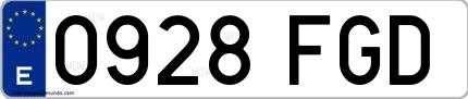Ejemplo de matrícula española 0928 FGD