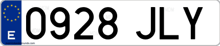 Ejemplo de matrícula de coche ordinaria 0928 JLY