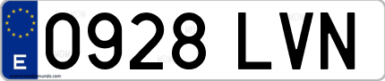Ejemplo de matrícula de coche ordinaria 0928 LVN