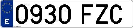 Ejemplo de matrícula española 0930 FZC
