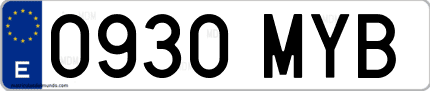 Ejemplo de matrícula de coche ordinaria 0930 MYB
