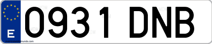 Ejemplo de matrícula de coche ordinaria 0931 DNB