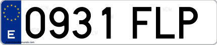 Ejemplo de matrícula de coche ordinaria 0931 FLP