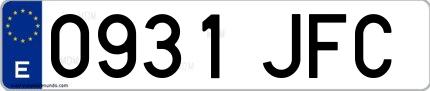 Ejemplo de matrícula española 0931 JFC