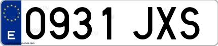 Ejemplo de matrícula española 0931 JXS