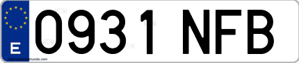 Ejemplo de matrícula de coche ordinaria 0931 NFB