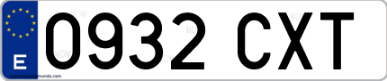 Ejemplo de matrícula de coche ordinaria 0932 CXT