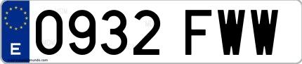 Ejemplo de matrícula española 0932 FWW