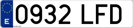 Ejemplo de matrícula española 0932 LFD
