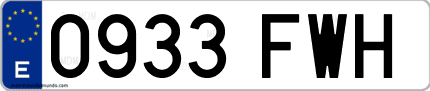 Ejemplo de matrícula de coche ordinaria 0933 FWH