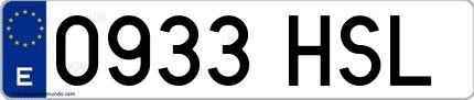 Ejemplo de matrícula española 0933 HSL