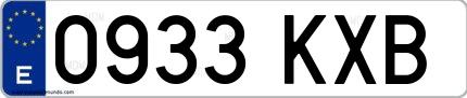 Ejemplo de matrícula española 0933 KXB