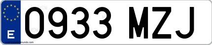 Ejemplo de matrícula española 0933 MZJ