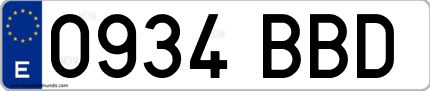 Ejemplo de matrícula de coche ordinaria 0934 BBD