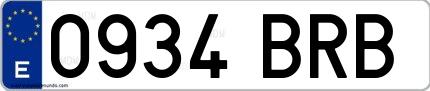 Ejemplo de matrícula española 0934 BRB
