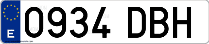 Ejemplo de matrícula de coche ordinaria 0934 DBH