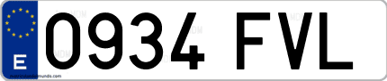 Ejemplo de matrícula de coche ordinaria 0934 FVL