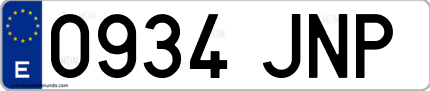 Ejemplo de matrícula de coche ordinaria 0934 JNP