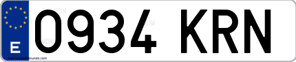 Ejemplo de matrícula de coche ordinaria 0934 KRN