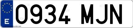 Ejemplo de matrícula española 0934 MJN
