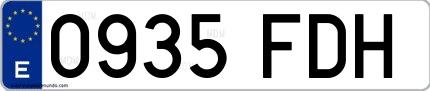 Ejemplo de matrícula española 0935 FDH