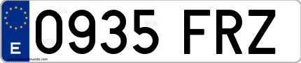 Ejemplo de matrícula de coche ordinaria 0935 FRZ