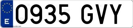 Ejemplo de matrícula española 0935 GVY